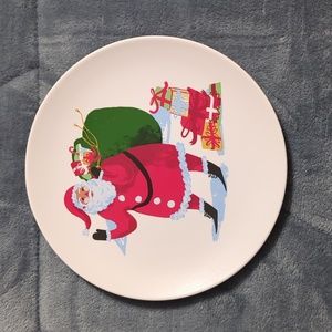 Set of 4 Christmas Santa Holiday Appetizer Dessert White Plates BNIB